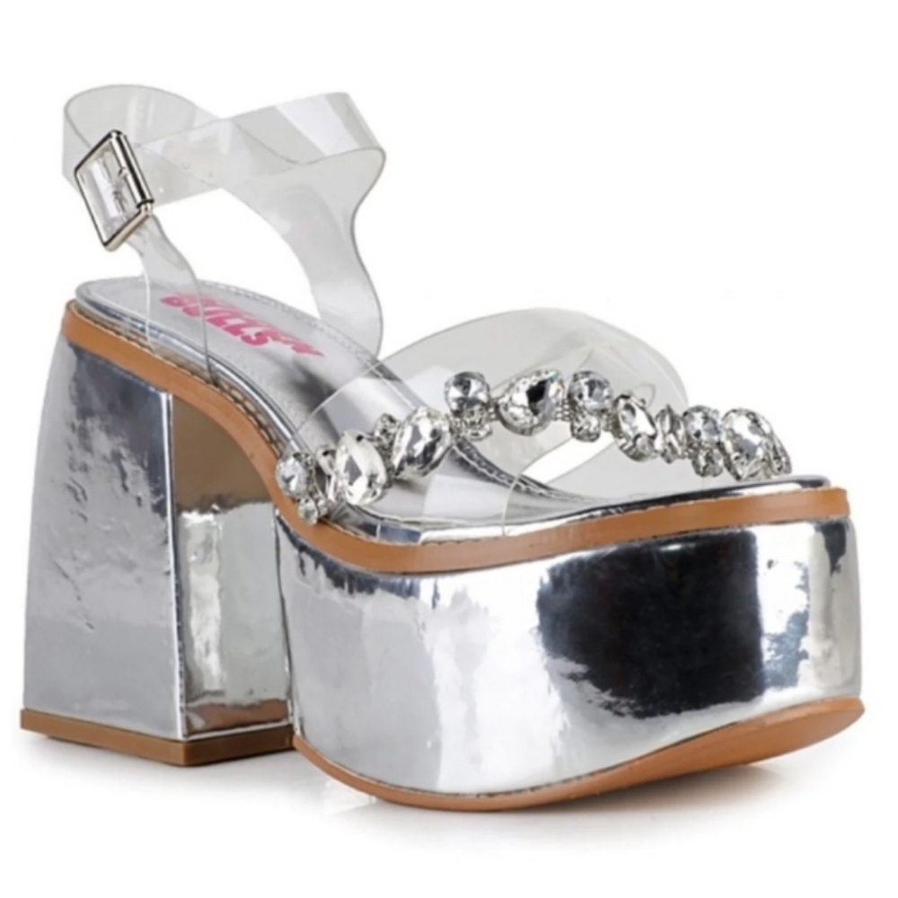 Chunky Clear Strap Platfrom Heel